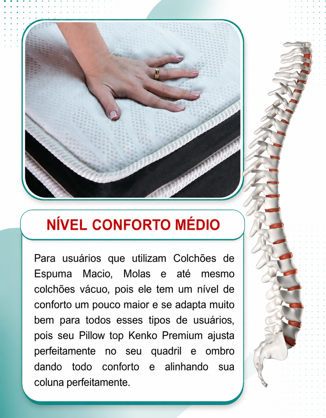 Colchão Magnético Casal Plus Pillow Top - Conforto Médio - Com Massagem Bluetooth - 25cm Original — segunda foto