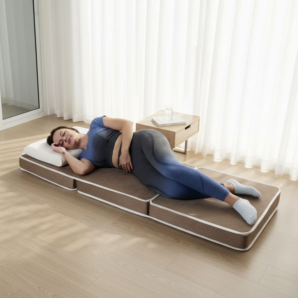 Puff Dobrável Solteiro 60cm - Vira Sofá Cama com Colchão Embutido
